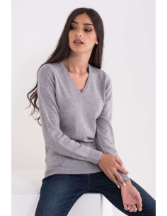 L-LWL9133-LADIES’ V-NECK FINE GAUGE COTTON PULLOVER 2